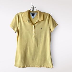 Tommy Hilfiger Classic Short Sleeved Polo Shirt Collared Light Yellow Casual M
